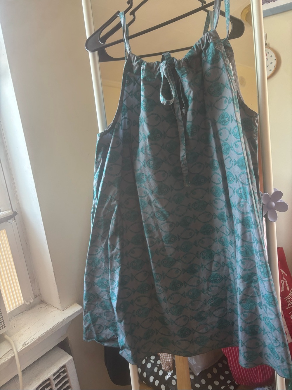 Urban Outfitters Teal Fish-Print Mini Dress